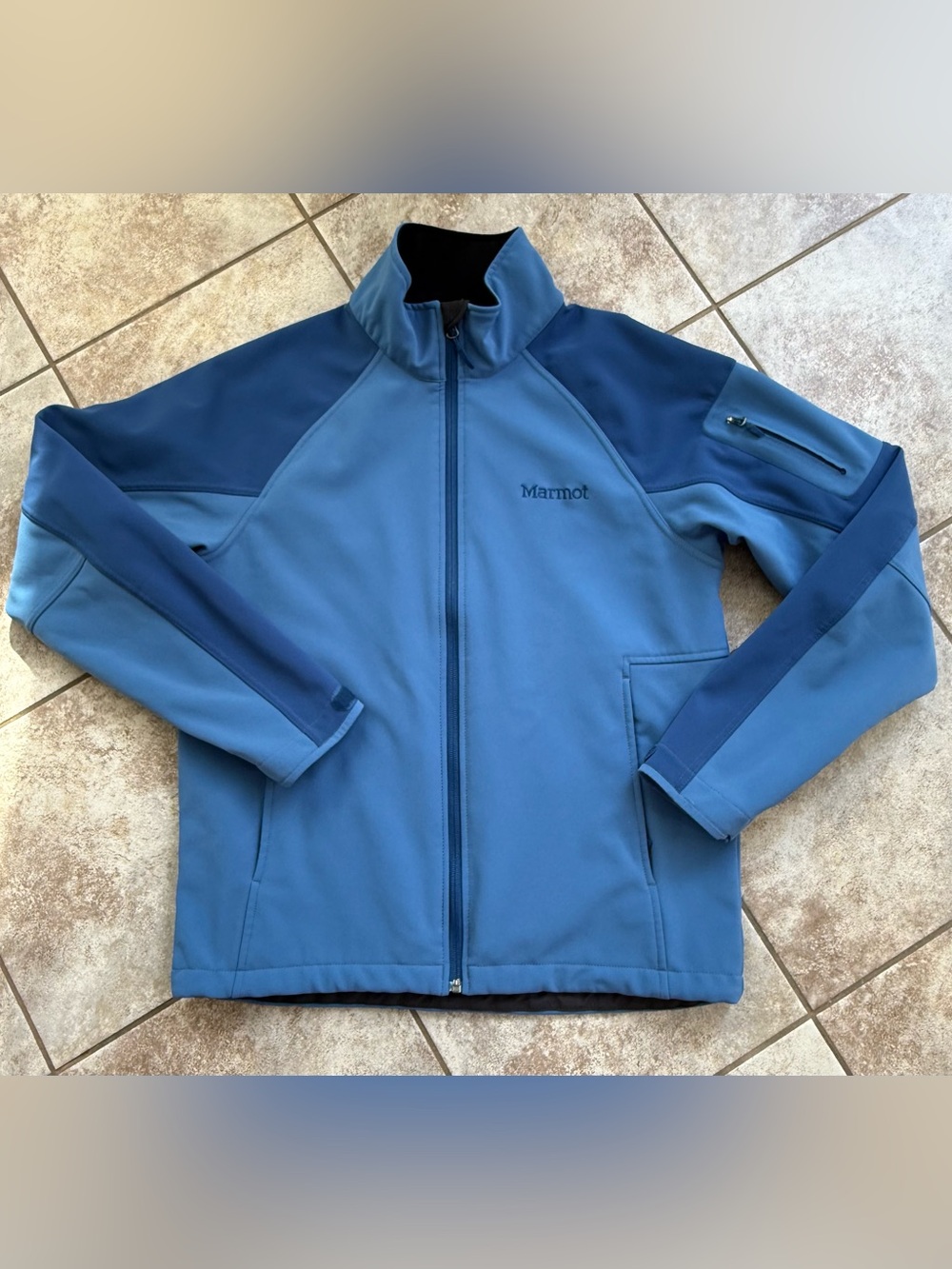 Marmot Gravity Two-Tone Blue Softshell Fleece-lined Jacket men’s size M